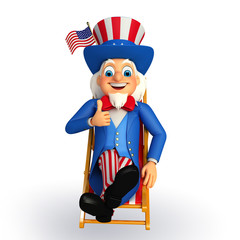 Illustration of Uncle Sam with beach chair