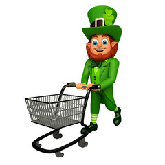 leprechaun for patrick's day with trolley