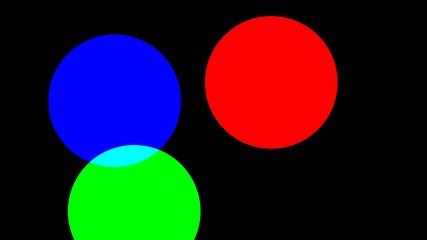RGB circles move on screen and show how colors are made - Powered by Adobe