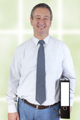 Businessman with file folders