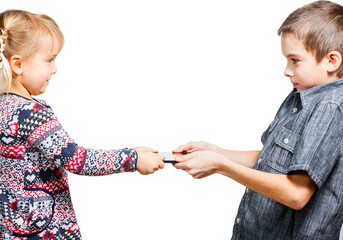 Children fight for tablet computer