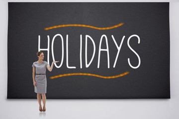 Businesswoman presenting the word holidays