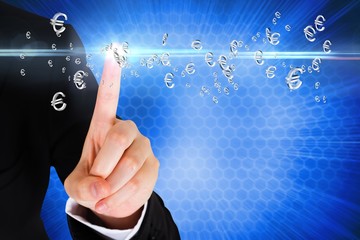 Finger pointing to euro signs