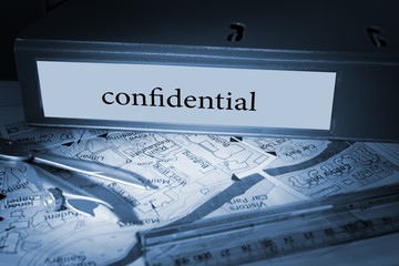 Confidential on blue business binder