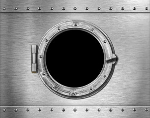 ship or submarine window metal background