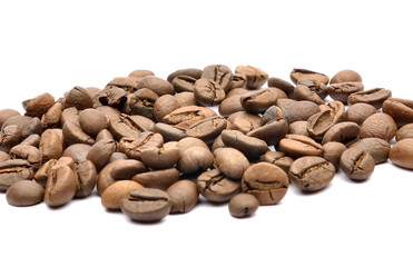 Coffee beans on white background
