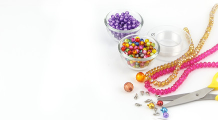 Set of handicraft on white