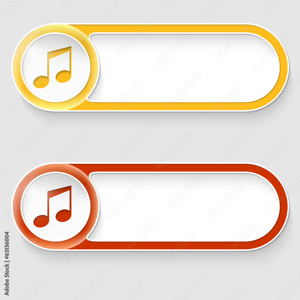 Poster two vector abstract buttons with music icon