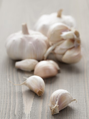 garlic on wood table