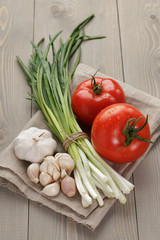 fresh vegetables on napkin
