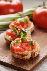 simple italian appetizing bruschetta with tomato