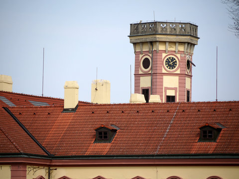 Old building tower at Hermanuv Mestec city of Czech Republic