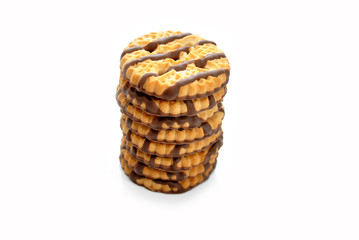 A Stack of Shortbread Cookies with Cocolate
