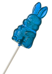Blue Easter Bunny Lollipop isolated w/ clipping path