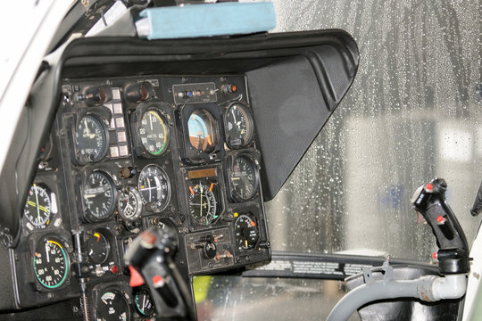 Instrumentation in rescue helicopter, cockpit BO-105