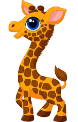 Fototapeta premium Cute baby giraffe cartoon