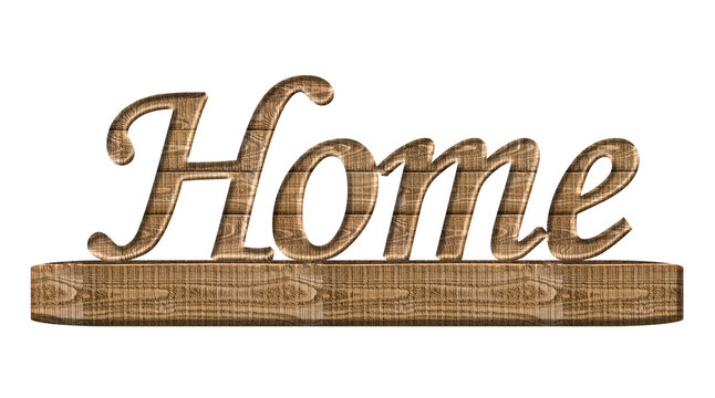 Home word ornament in wood