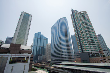Fototapeta na wymiar The modern buildings of the city skyscrapers