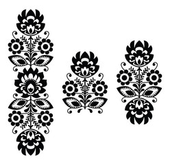 Folk embroidery - floral traditional Polish pattern in black