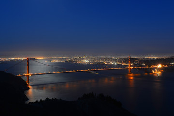 Golden Gate Bridge and San Francisco at night, California, USA