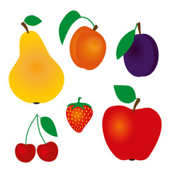 set fruits - cherry, plum, apricot, strawberry, apple, pear