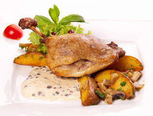 duck leg with potato