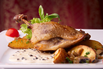 duck leg with potato