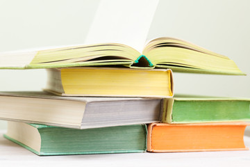 a few books with brightly colored covers