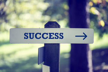 Signboard with the word Success
