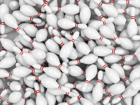 Heap of Bowling Pins Abstract Background