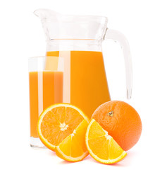 Orange fruit juice in glass jug