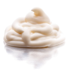 Fototapeta na wymiar Mayonnaise swirl isolated on white background cutout