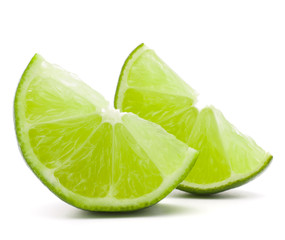 Fototapeta na wymiar Citrus lime fruit segment isolated on white background cutout