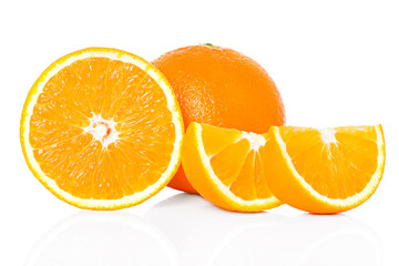 Orange fruit and his slices isolated