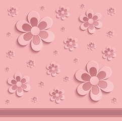 Flowers love Spring paper 3D pink