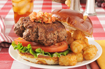Open faced hamburger