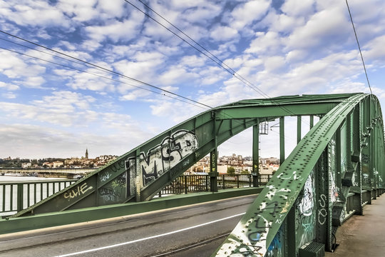 Renovated WWII Old Sava's Bridge Steel Riveted Arch With Belgrad