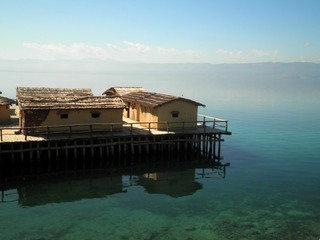 Remote Village Over Lake