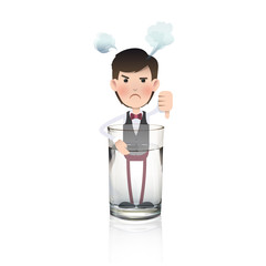 Businessman inside water glass