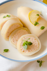 squids stuffed with salmon mousse