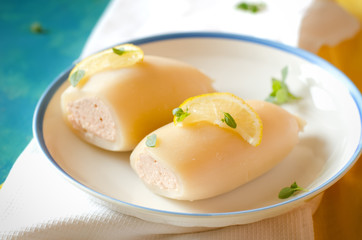 squids stuffed with salmon mousse