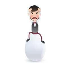 Businessman on white egg over white background. Vector design.