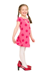 girl in a red dress on white