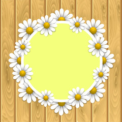 Floral background with daisy on the wooden texture