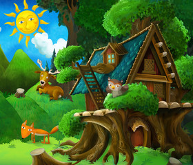 Fable stage - cartoon illustration for the children