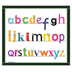 Funny alphabet vector white blackboard