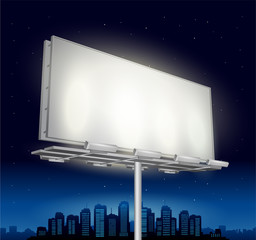 Vector highway ad billboard roadside at night - obrazy, fototapety, plakaty