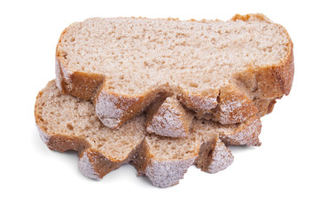 Slices of bread isolated on white background