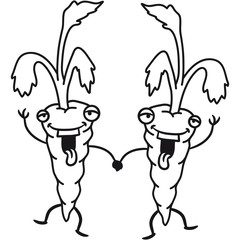 Karotten Möhren Freunde Team Comic Lustig