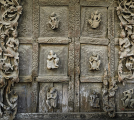 Wooden carving detail at Shwenandaw Kyaung Temple  in Mandalay,
